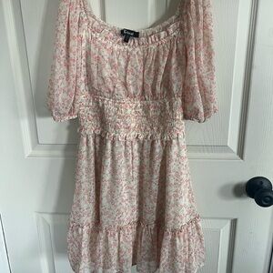 Trixxii Pink Floral Off-Shoulder Mini Dress - Size S (Gently Worn)